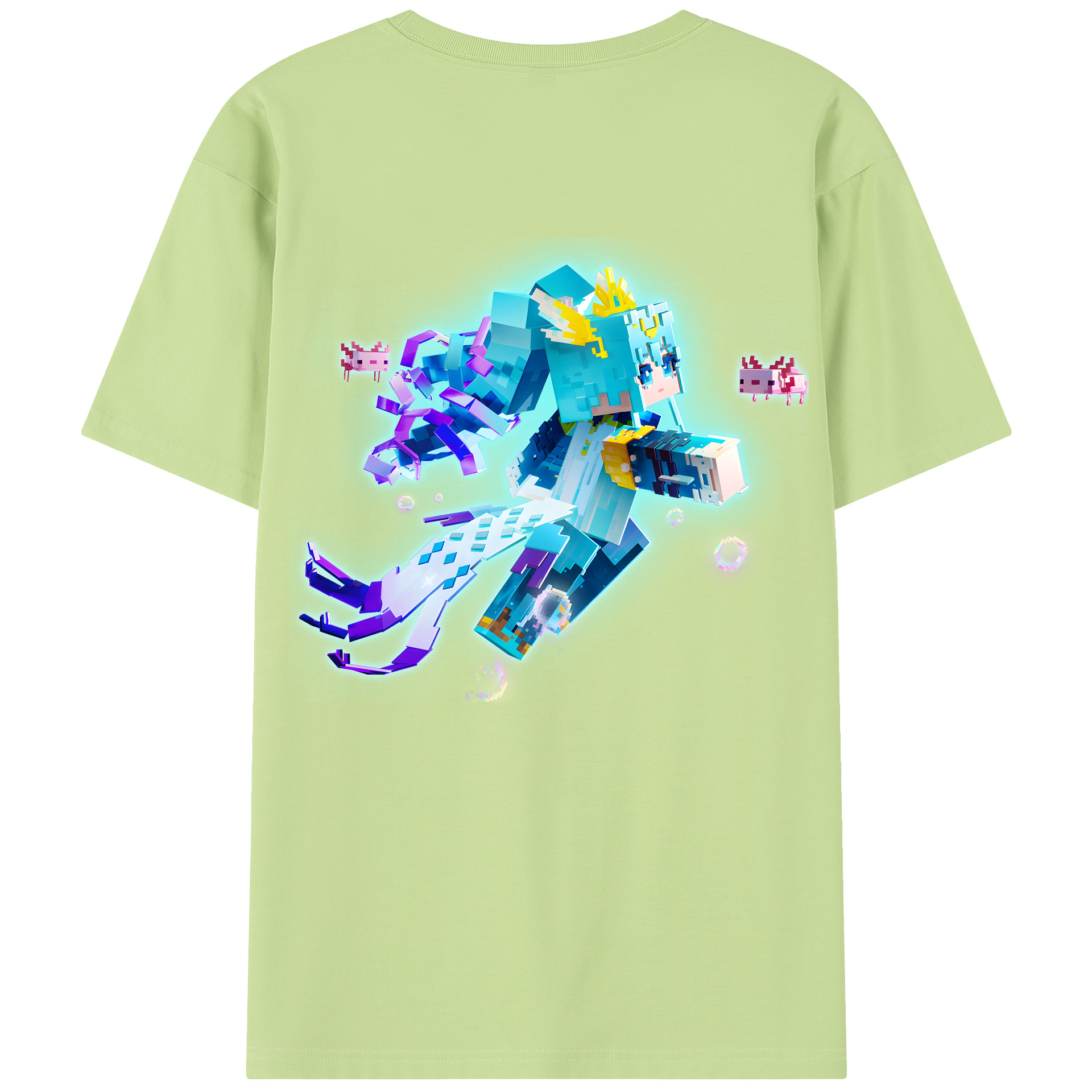 （画像用） マインクラフト ブロックの世界 Minecraft MC Block world 綿100％半袖Tシャツ（背面プリント）